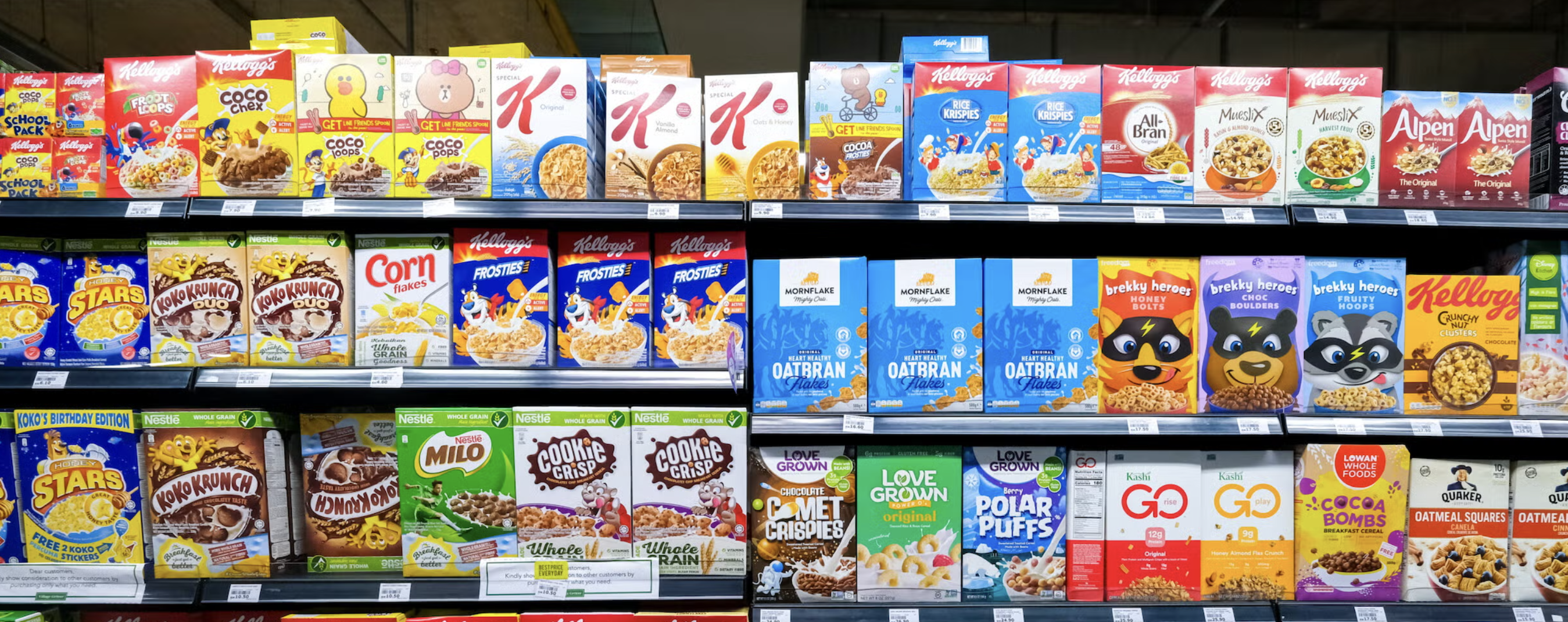 A selection of breakfast cereals